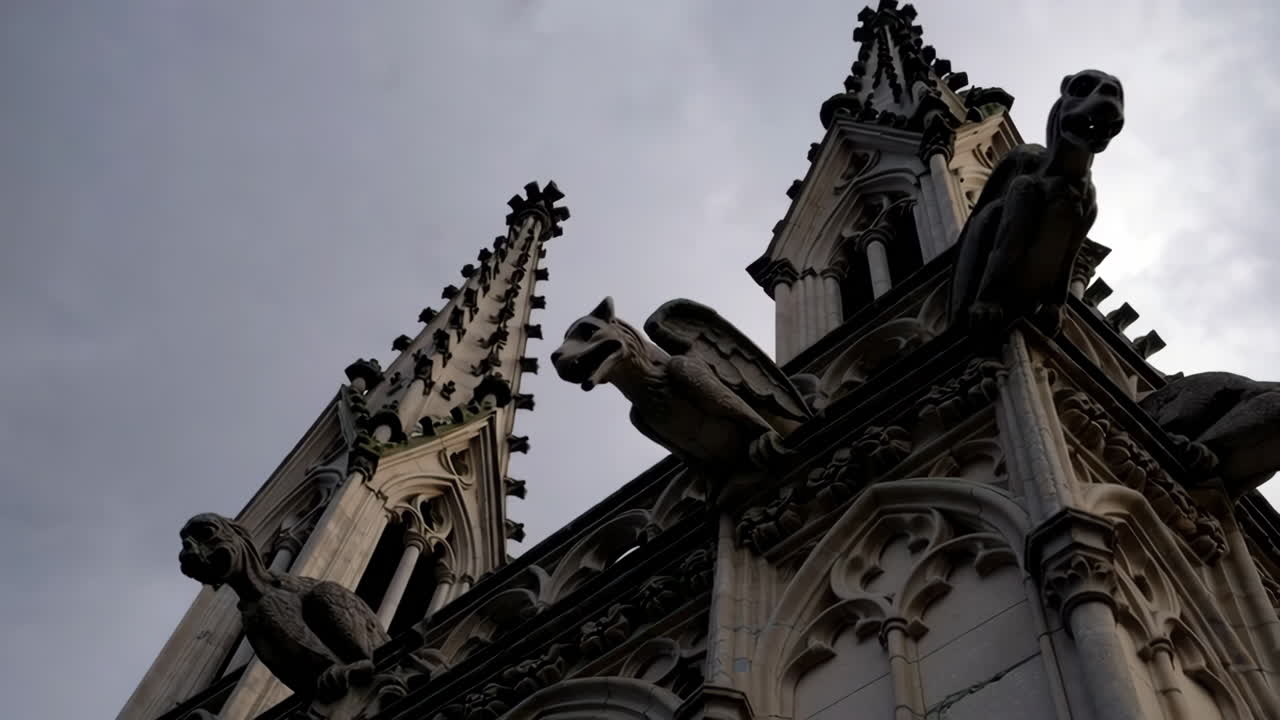 Gothic Architecture Detail with Gargoyles