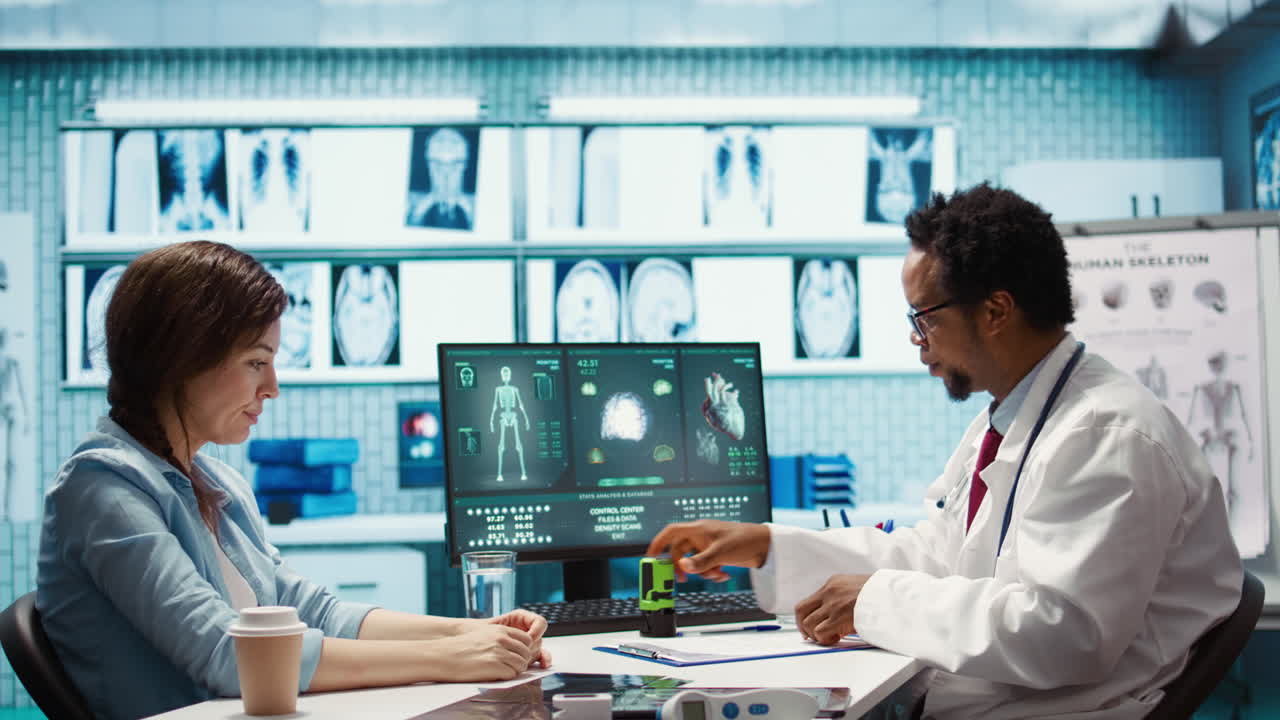 Physician recommending vitamins and painkillers on medical insurance