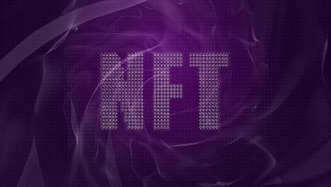 NFT-Textbanner-Vor-Lila-Digitaler-Welle-Auf-Schwarzem-Hintergrund