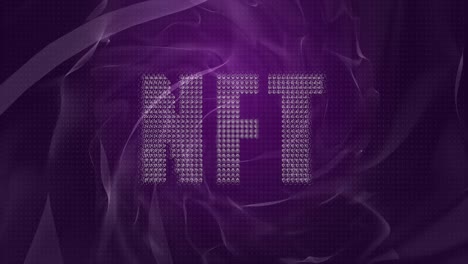 nft text banner against purple digital wave on black background