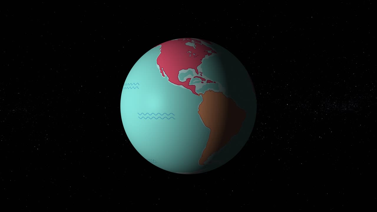 la tierra gira mostrando continentes coloridos en el espacio