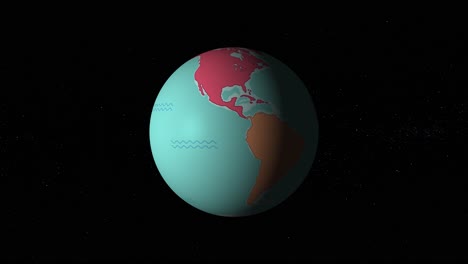 la tierra gira mostrando continentes coloridos en el espacio