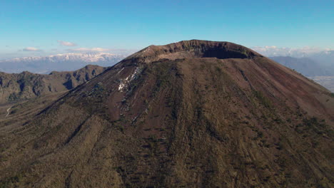 aerial view rising to mt vesuvius summit, sunny south italy hiking landscape