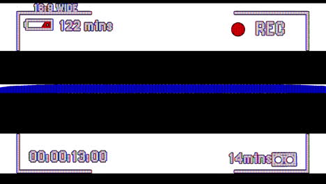 animación de bandas blancas, azules y rosadas de interferencia en la pantalla de la interfaz de reproducción de video negra