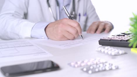 close-up shot of the doctor is giving prescription diet, healthy eating concept