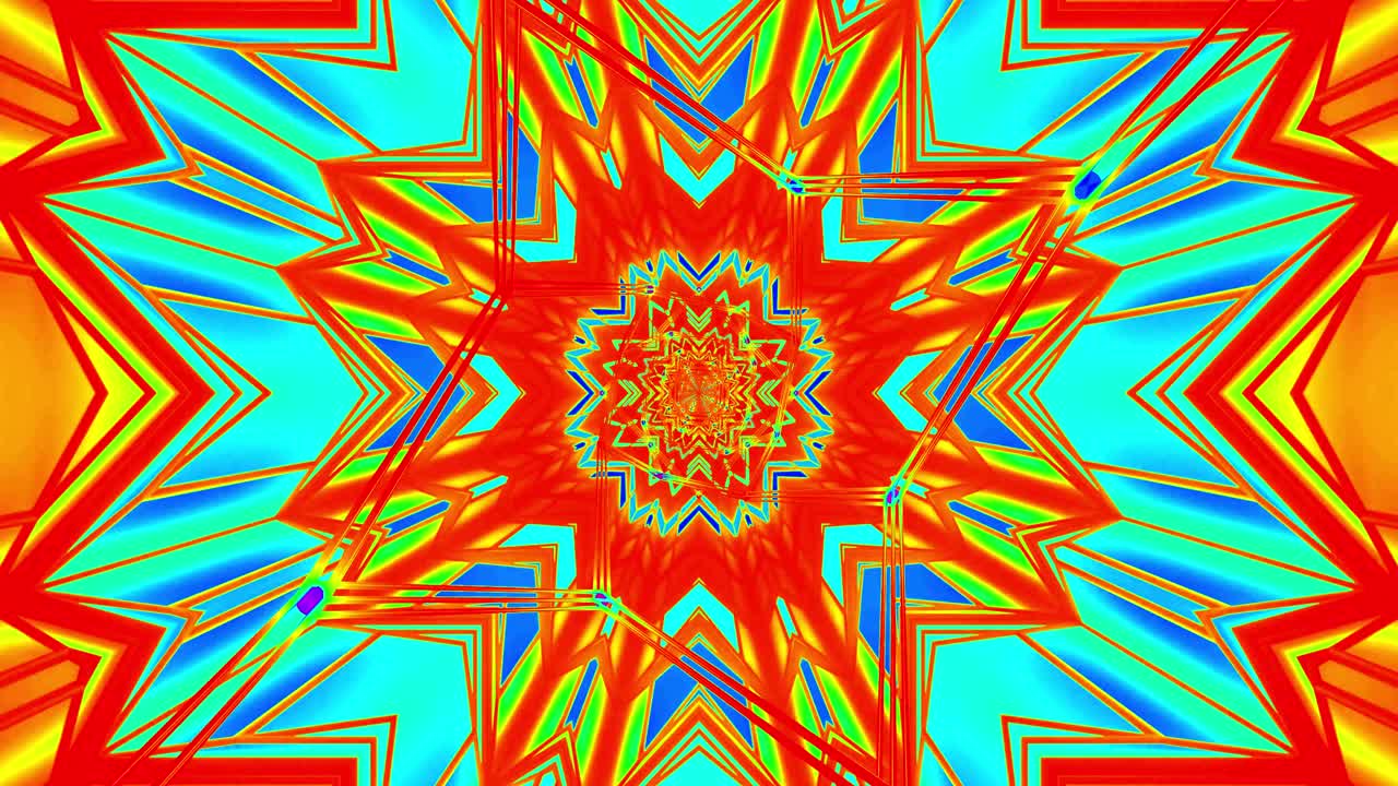 This dynamic video loop features a colorful tunnel that continuously shifts and transforms, creating an engaging visual display perfect for screensavers or art installations