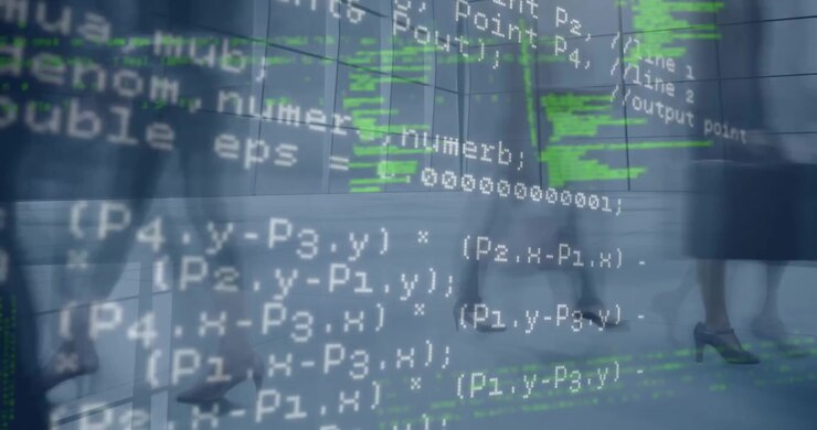 Animation of data processing over wind turbine and binary coding