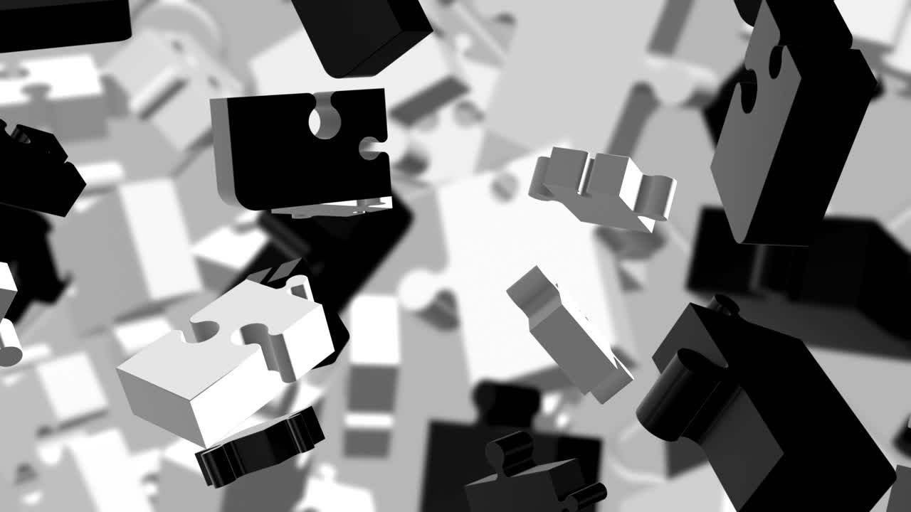 piezas giratorias del rompecabezas en blanco y negro