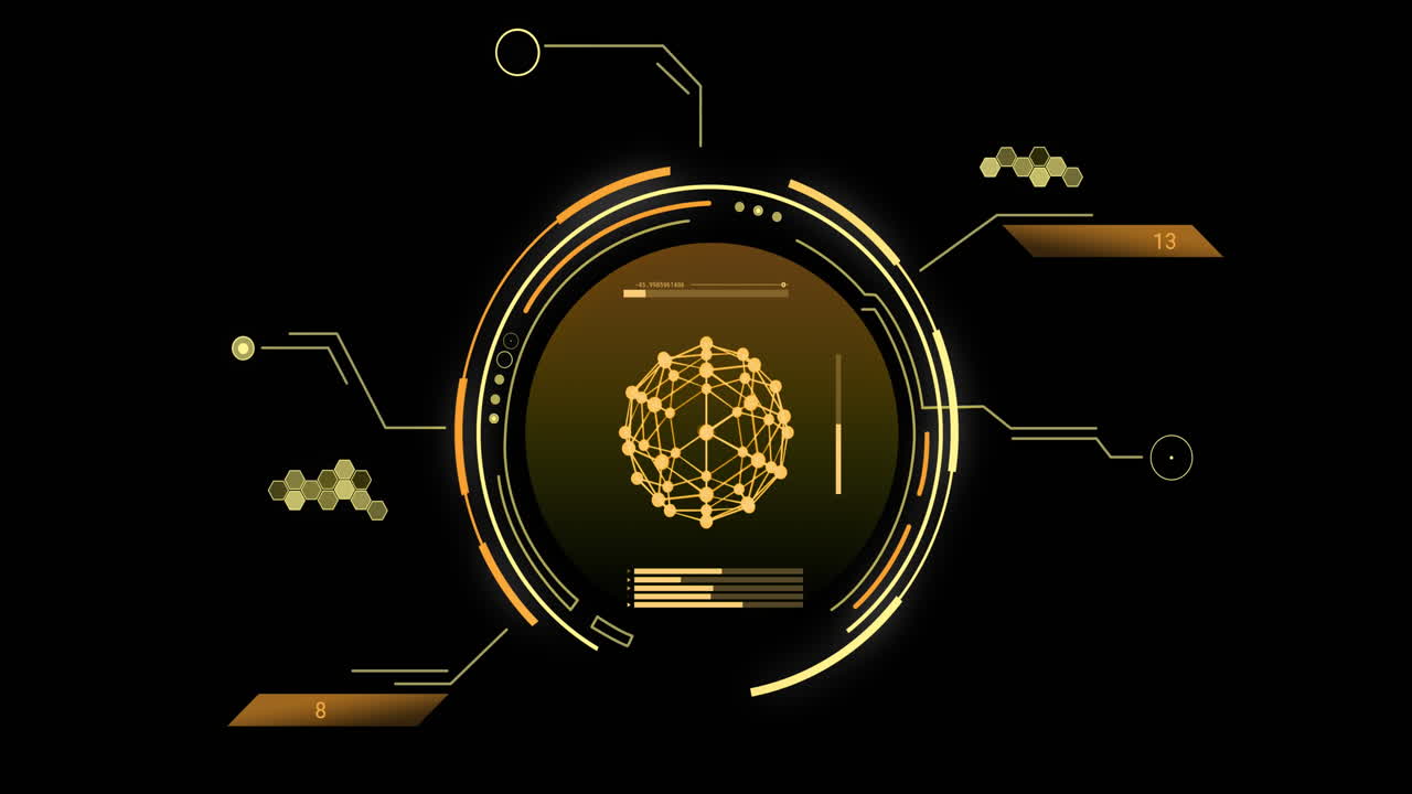 Animation of scope and scientific data processing over black background