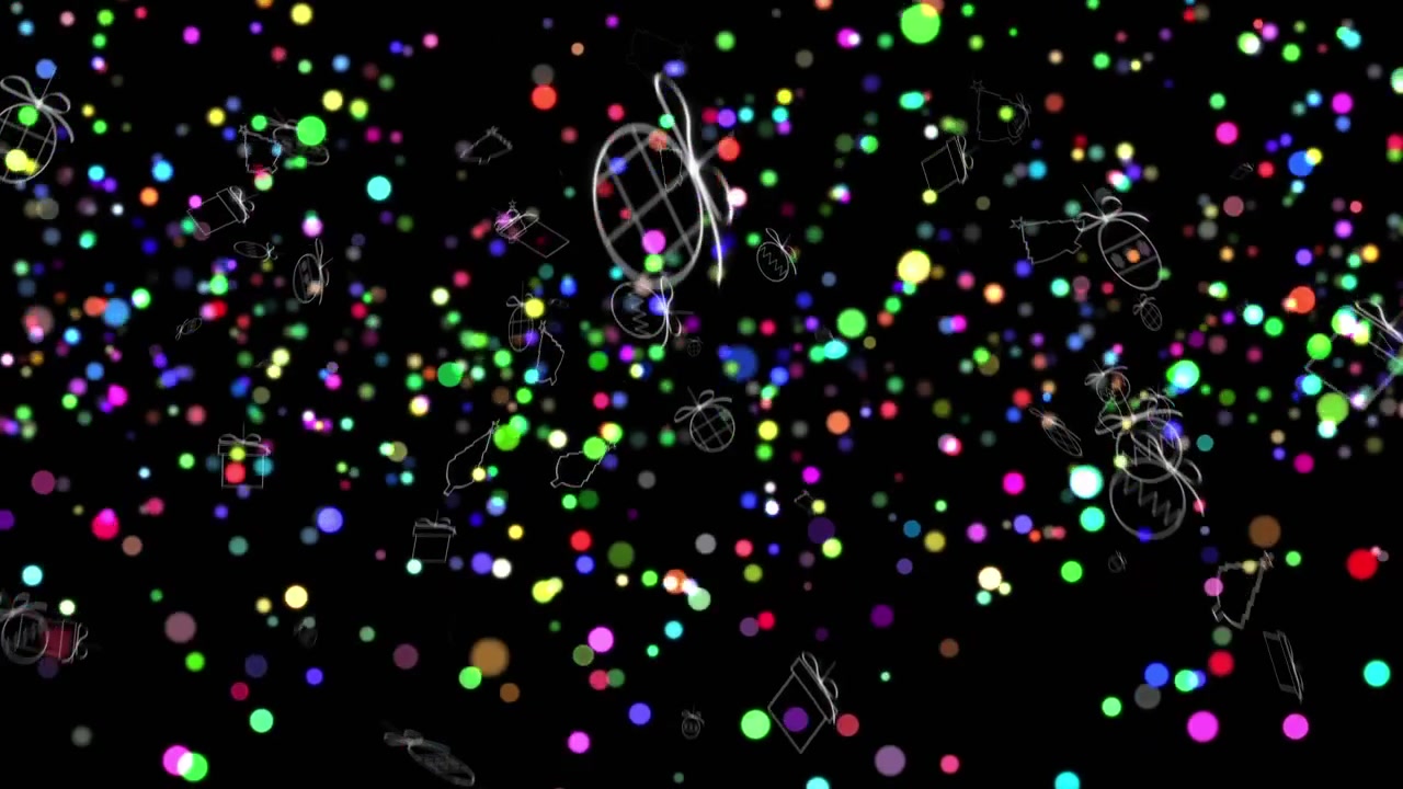 Animazione di icone natalizie su punti in movimento.