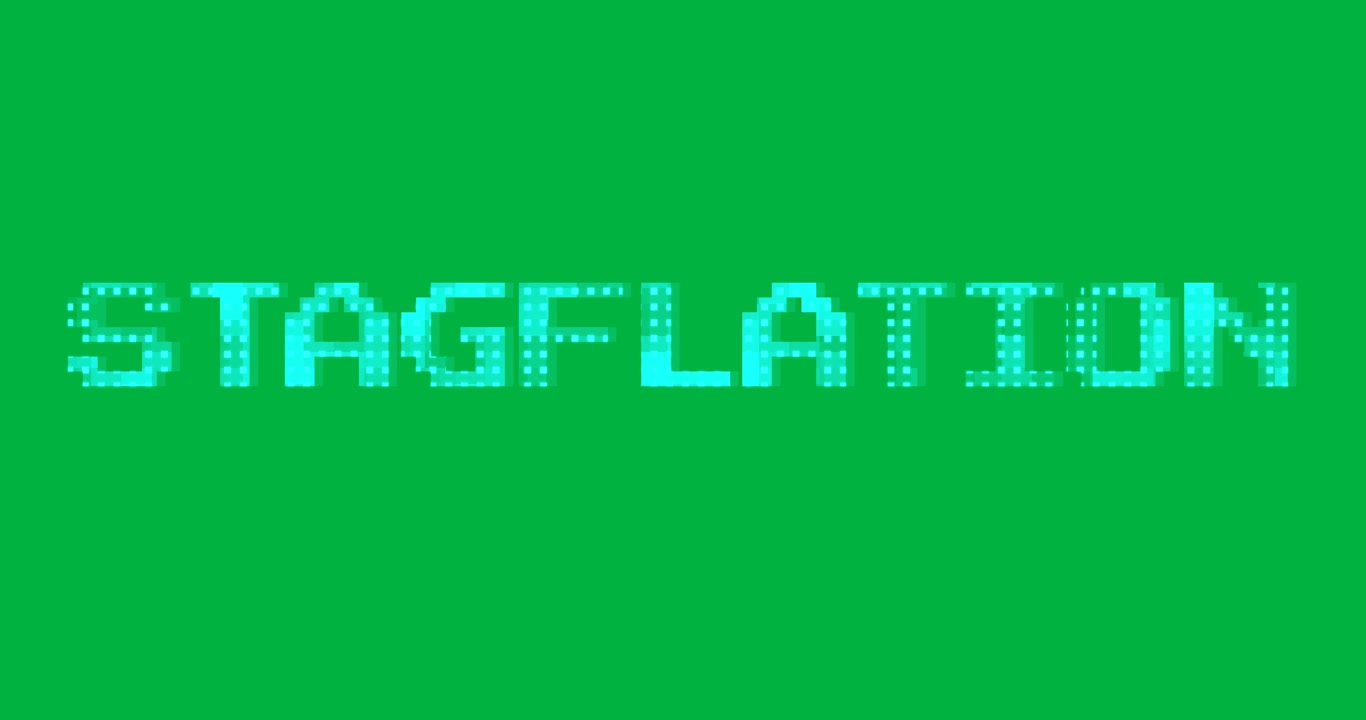 Animation of stagflation text on transparent background