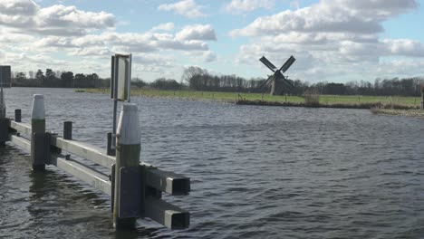 historic dutch windmill knipmolen in the town of voorschoten in south holland, netherlands