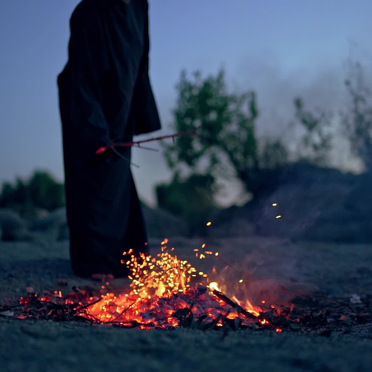 Witch at night forest