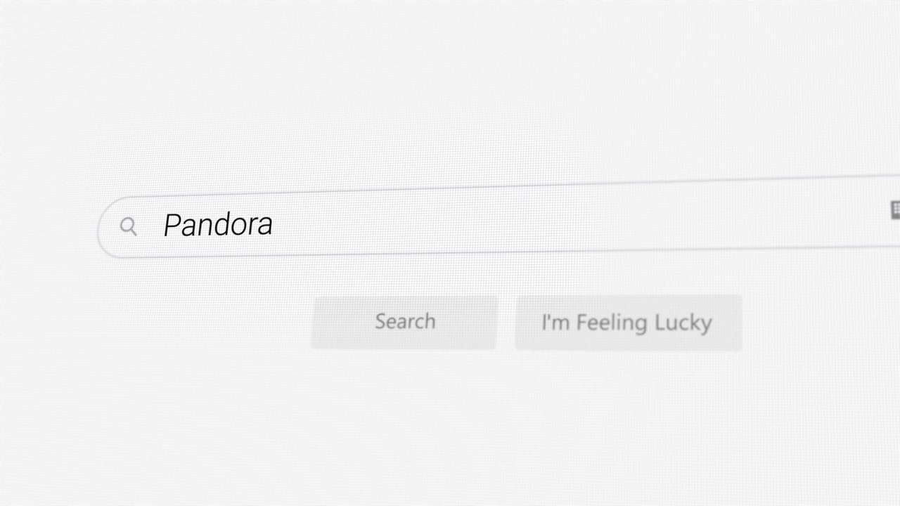 Searching for Pandora on Internet browser
