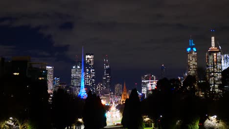 timelapse del horizonte de paranoma de melbourne en la noche timelapse de la noche de la ciudad de melbourne