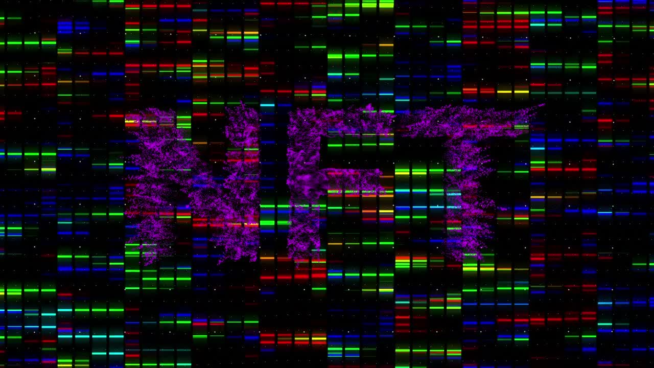 Animazione di testo NFT su colonne in movimento su sfondo nero