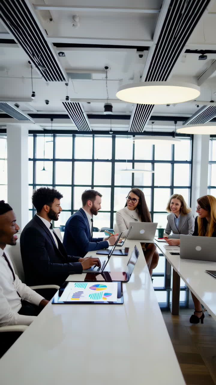 Business Team Analyzing Data and Collaborating in an Office Meeting
