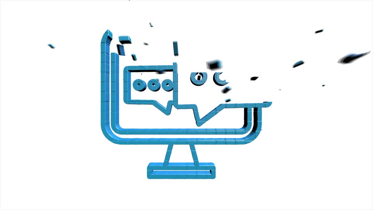 Social media 3D pixel icon design isolated on white background. Outline web icon. Motion graphics.