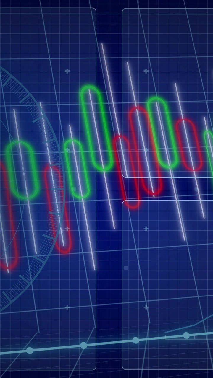 Vertical video: On loop start green or red waves shifting wicks pulsing trend moving showing trends
