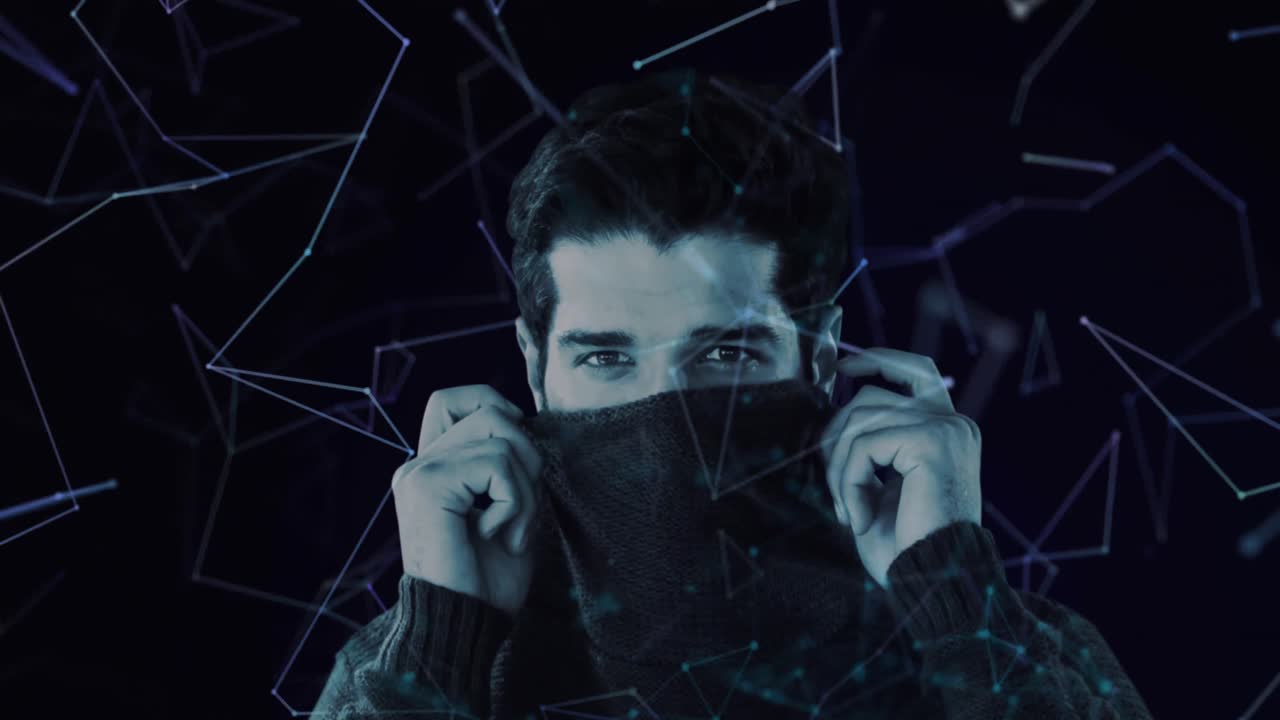 red de conexiones contra el hombre que oculta su rostro