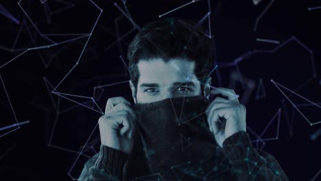 red de conexiones contra el hombre que oculta su rostro