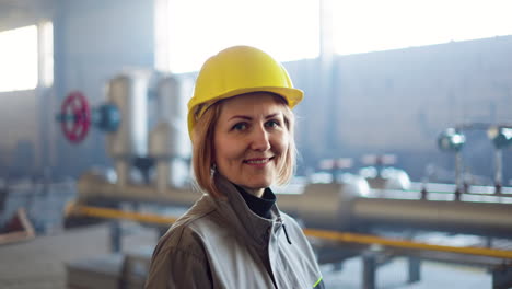 blonde woman at the factory