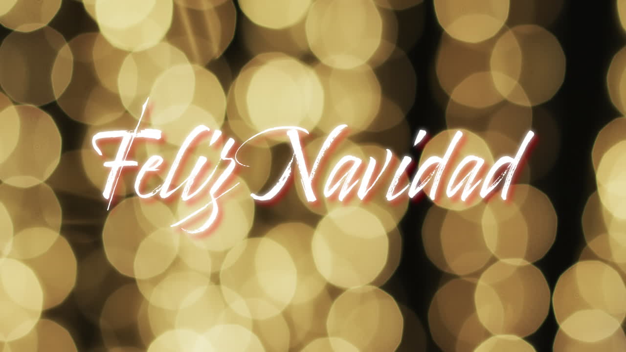 animación del texto de feliz navidad sobre manchas amarillas de fondo claro