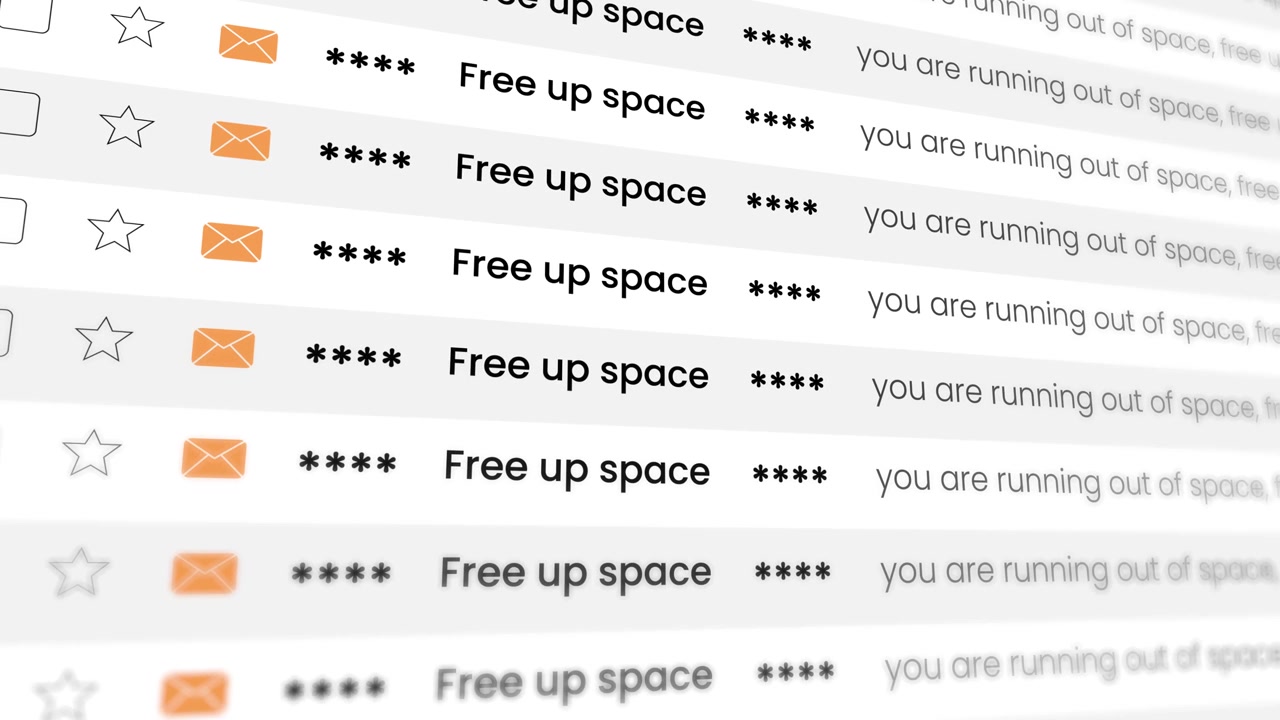 Email notification about free up space animation isolated on white background