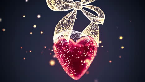 glowing red heart with sparkling lights and bow