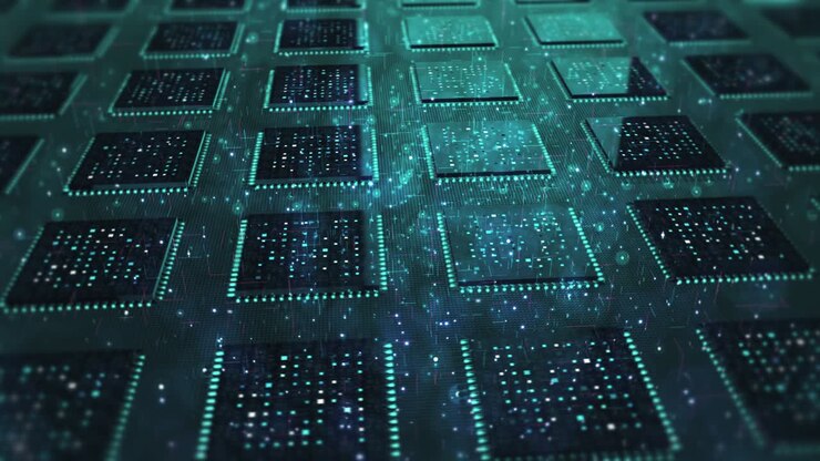 CPU Circuit Technology Background. Data Signals Flowing. Data Processing.