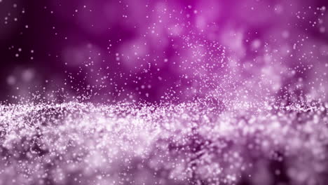glowing white particles swirl around on a purple background. holiday looping animation with bokeh effect. flickering bright sparks.