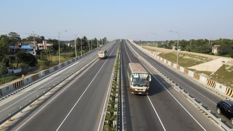 drone view of aerial view of dhaka-mawa-bhanga expressway daytime. n8 route of the asian highway network.