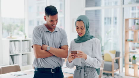 Business,-man-or-Islamic-woman-with-smartphone