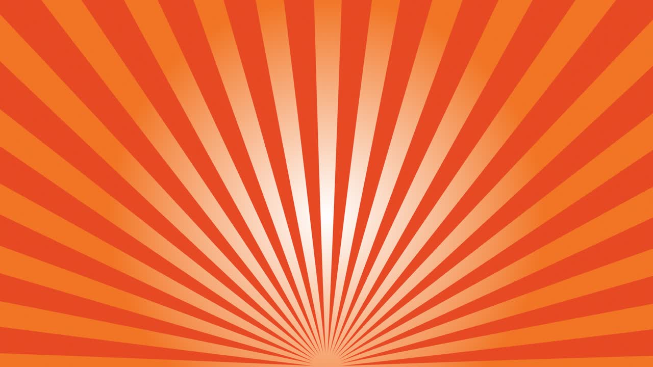 Radiate orange lines spin quickly around the bottom of the background.