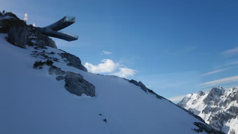 Alpspix-viewing-platform-at-the-Alpspitzbahn-Mountain-Station-in-Germany-view-from-cable-car-4k-video