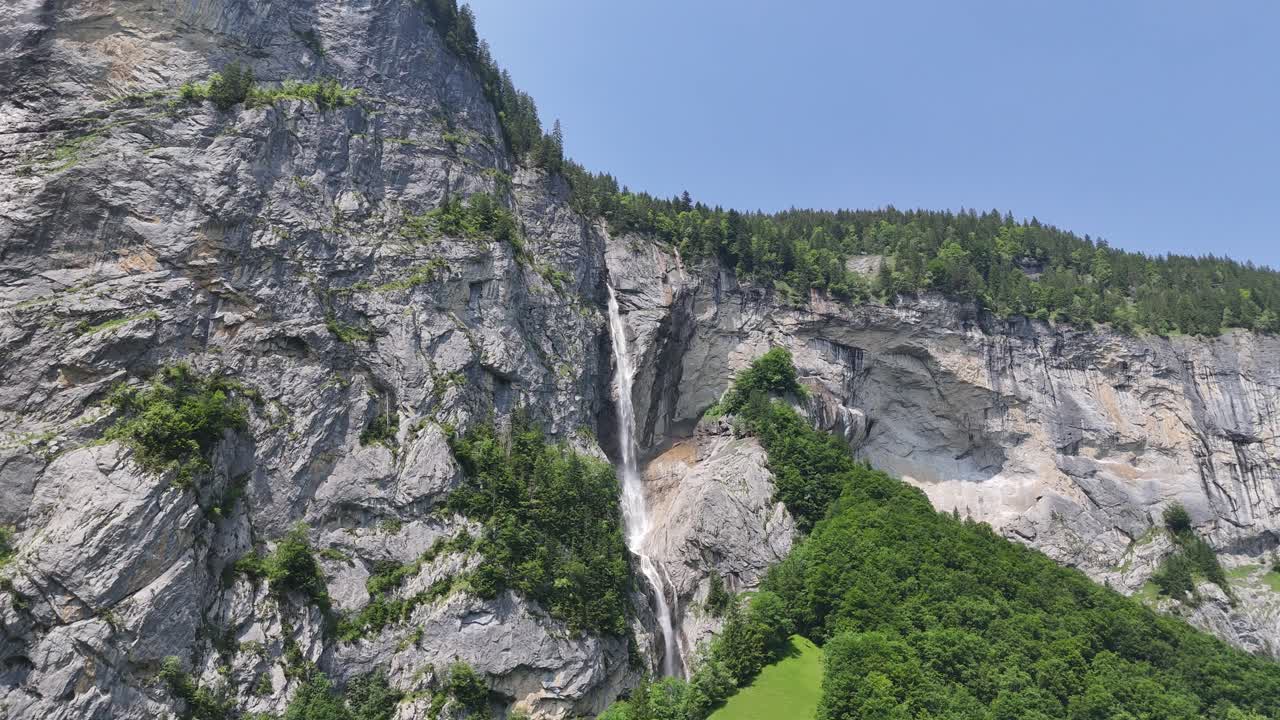 Lauterbrunnen Valley Switzerland Waterfall drone,aerial