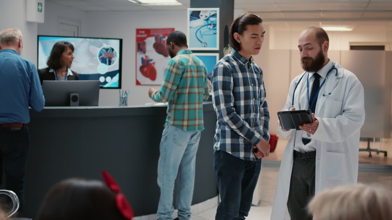 Doctor and Patient in Hospital Waiting Room