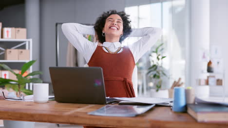 happy woman throw paper and stretching