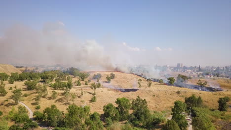 aerial shot of forest fire accident in northern israel during the summer 06