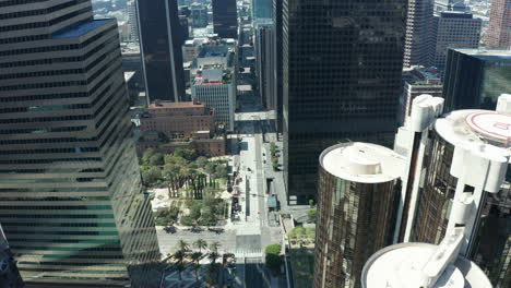 flying over empty city road in dtla