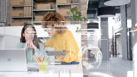 animación del procesamiento de datos financieros sobre diversas personas de negocios en la oficina