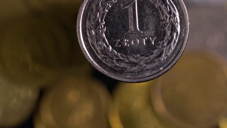 obverse of one polish zloty coin in macro scale