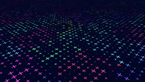 colorful neon crosses pattern in rows