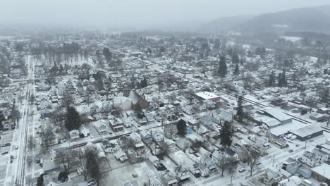 Winter-Drone-flight-over-Olean,-New-York