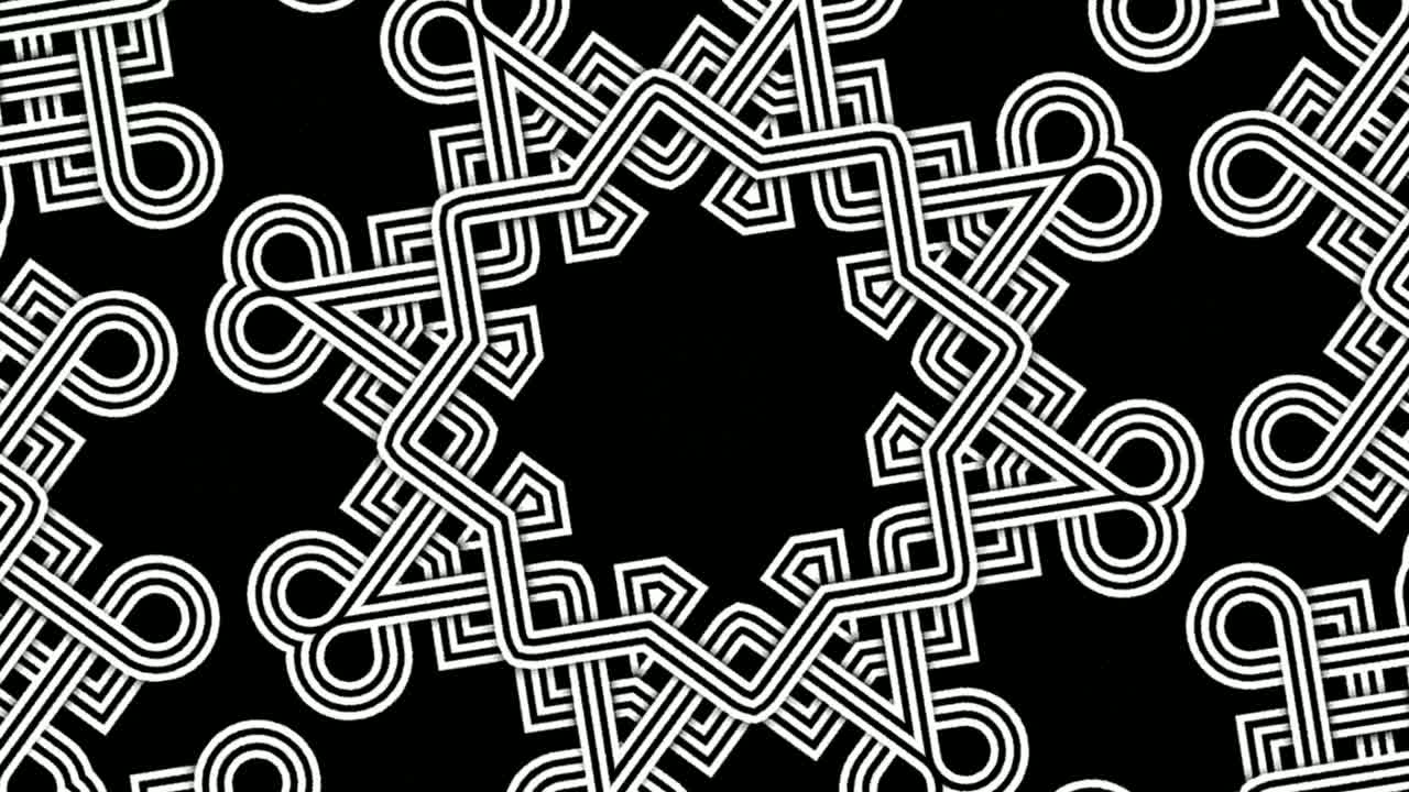 efecto gráfico giratorio en las líneas que forman un símbolo en forma de estrella de ocho puntas