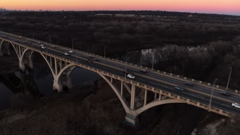 drone shot of mendota bridge, illustrating the huge scale of the iconic american structure