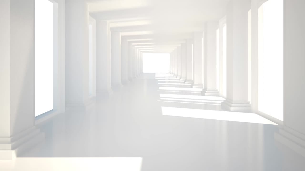 Animation of green glowing hexagon over white modern interiors
