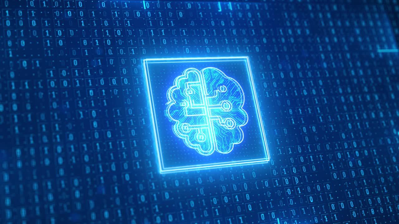 Digital human brain interface artificial intelligence bid data thinking process loop background