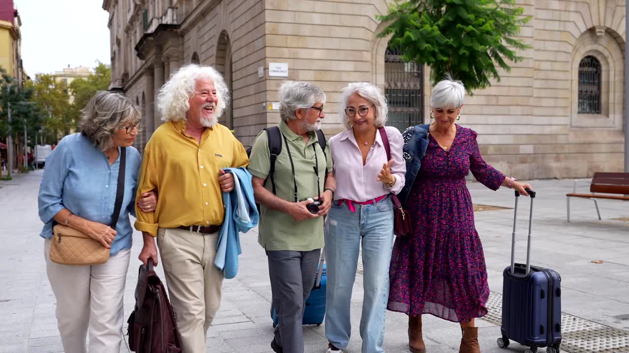 Group of Senior Tourists Enjoying a City Tour