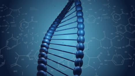 animation of scientific data processing over dna strand spinning